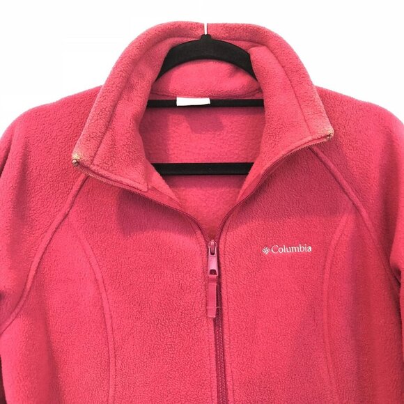 Columbia Womens Pink Full-Zip Fleece Jacket Size M Sweater Warm - Picture 4 of 8